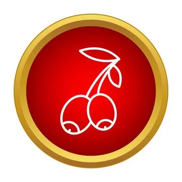 Cherry berry fruit icon in red circle Stock Illustration