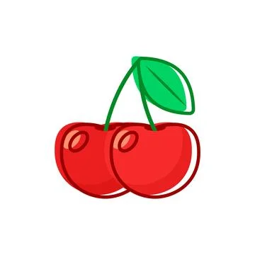 Cherry berry icon in flat style. Fresh fruit vector illustration on isolate.. Illustrazione stock