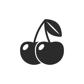Cherry berry icon in flat style. Fresh fruit vector illustration on isolate.. Illustrazione stock