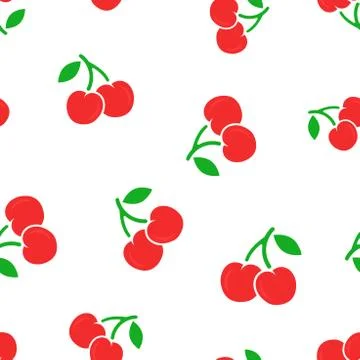 Cherry berry icon seamless pattern background. Business concept vector illust Stock Illustration
