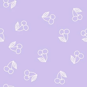 Cherry berry line seamless pattern 스톡 일러스트