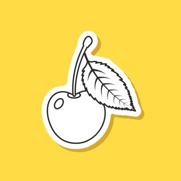 Cherry berry sticker icon in flat style. Fresh fruit vector illustration on.. Stock Illustration