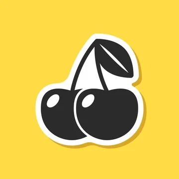Cherry berry sticker icon in flat style. Fresh fruit vector illustration on.. Illustrazione stock