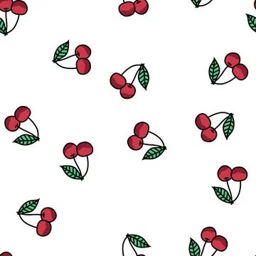 Cherry berry vector seamless pattern Stock Illustration