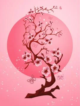 Cherry blossom background. Beautiful spring nature scene Illustrazione stock
