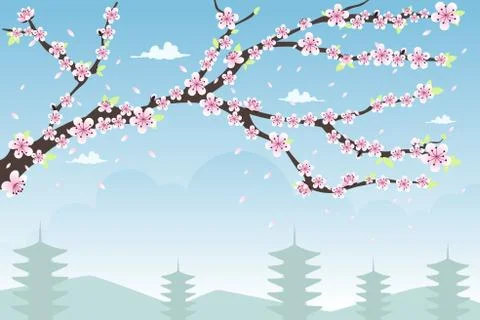 Cherry Blossom Background Stock Illustration
