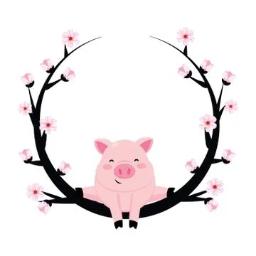 Cherry blossom branch Stock Illustration