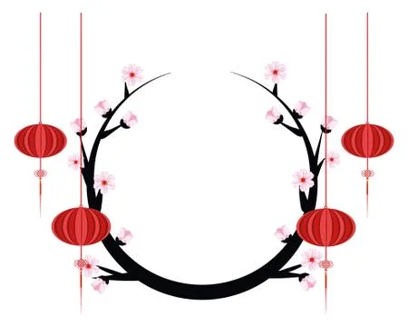 Cherry blossom branch Stock Illustration