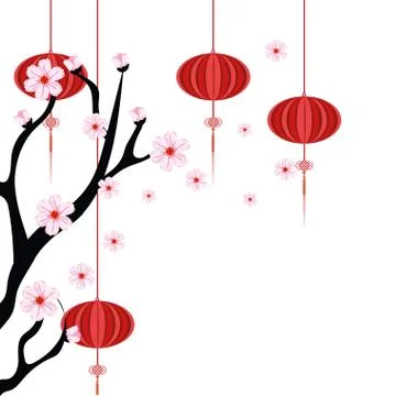 Cherry blossom branch Stock Illustration