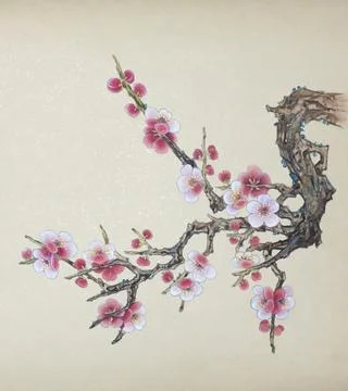 Cherry blossom branch Stock Illustration