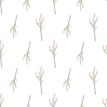 Cherry blossom branch seamless pattern for wrapping paper, fabric. Stock Illustration