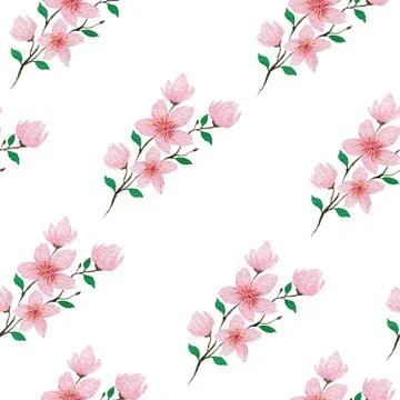 Cherry blossom branch seamless pattern Stock Illustration