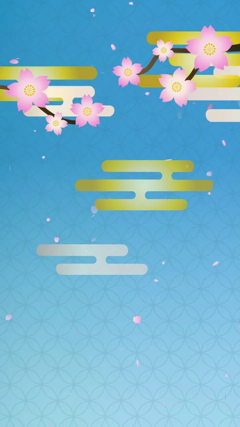 Cherry Blossom Branches with Falling Petals on Blue Background 库存影片 345482051
