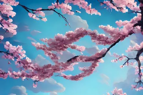 Cherry blossom branches in spring against the sky 库存插图