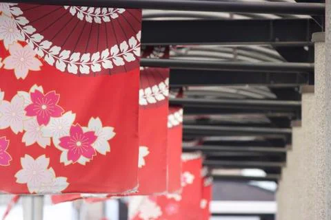 Cherry Blossom Flags Stock Photos