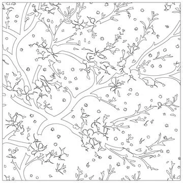 Cherry Blossom Flower illustration pattern outline sketch Illustrazione stock