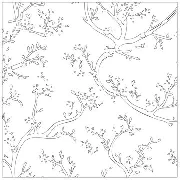 Cherry Blossom Flower illustration pattern outline sketch Stock Illustration
