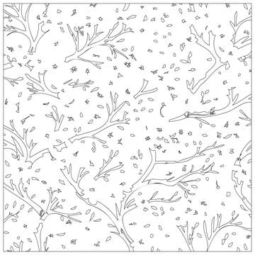 Cherry Blossom Flower illustration pattern outline sketch Stock Illustration