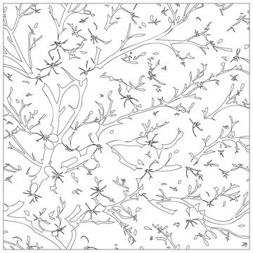 Cherry Blossom Flower illustration pattern outline sketch Stock Illustration