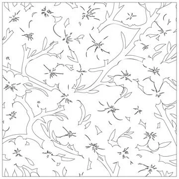 Cherry Blossom Flower illustration pattern outline sketch Illustrazione stock