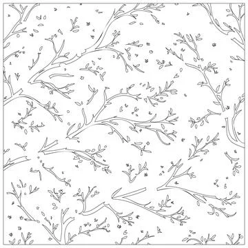 Cherry Blossom Flower illustration pattern outline sketch Illustrazione stock