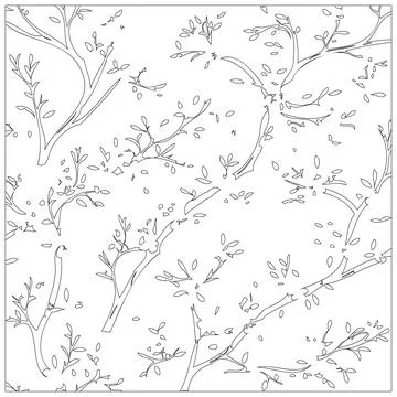 Cherry Blossom Flower illustration pattern outline sketch Illustrazione stock