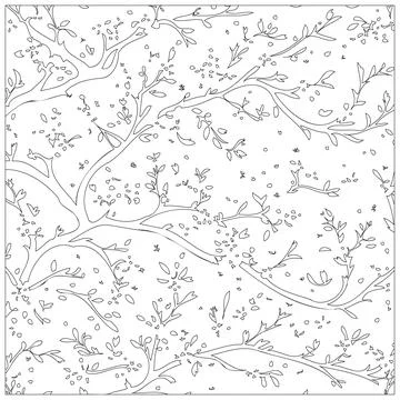 Cherry Blossom Flower illustration pattern outline sketch Illustrazione stock