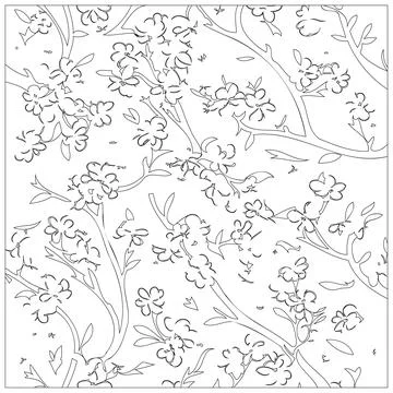Cherry Blossom Flower illustration pattern outline sketch イラスト素材