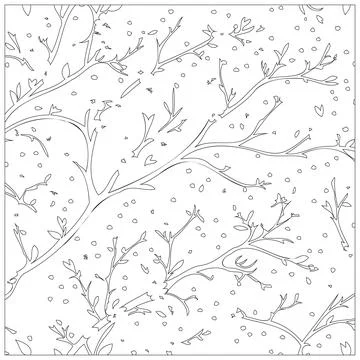 Cherry Blossom Flower illustration pattern outline sketch Stock Illustration