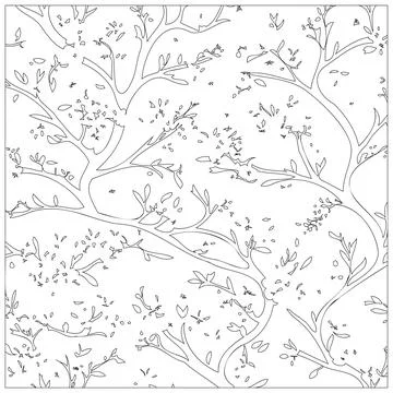 Cherry Blossom Flower illustration pattern outline sketch Illustrazione stock