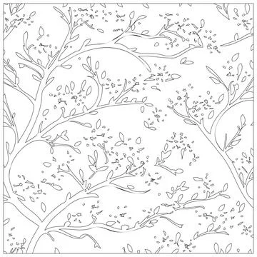 Cherry Blossom Flower illustration pattern outline sketch Stock Illustration