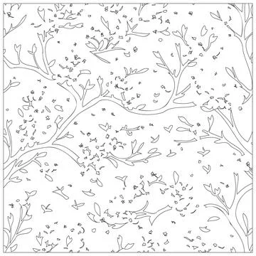 Cherry Blossom Flower illustration pattern outline sketch イラスト素材