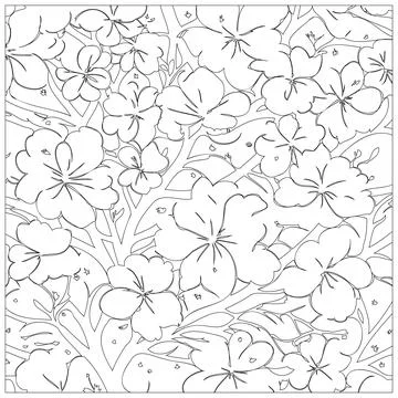 Cherry Blossom Flower illustration pattern outline sketch Stock Illustration