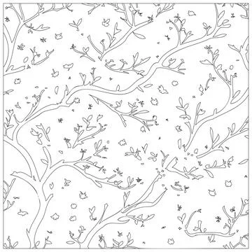 Cherry Blossom Flower illustration pattern outline sketch Stock Illustration