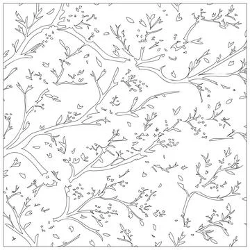 Cherry Blossom Flower illustration pattern outline sketch Stock Illustration