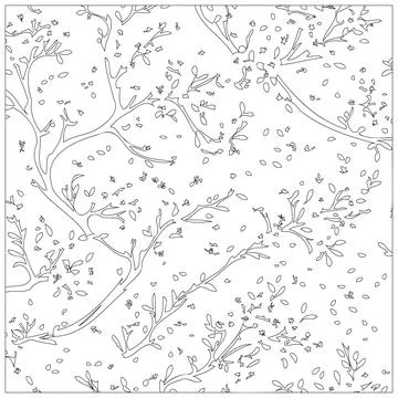 Cherry Blossom Flower illustration pattern outline sketch Stock Illustration