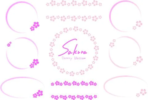 Cherry blossom frame set. A set of various patterns. Stock Illustration