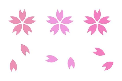Cherry blossom icon and cherry blossom petal icon set. Vector. Illustrazione stock