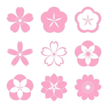 Cherry blossom icon set. Stock Illustration