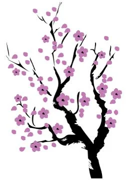 Cherry blossom lavender Stock Illustration