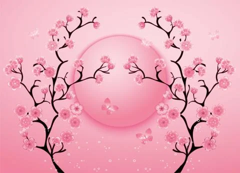 Cherry blossom motif template vector. Illustration Stock Illustration