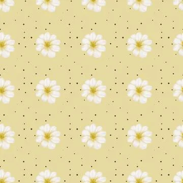 Cherry blossom pattern design on yellow background for textile and wrapping.. Stock Illustration