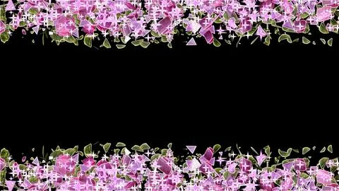Cherry blossom petals display frame with flower petals and particle lights .. Ilustração Stock