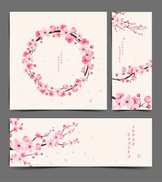 Cherry blossom realistic vector, cherry blossom Illustration, cherry blosso.. Stock Illustration