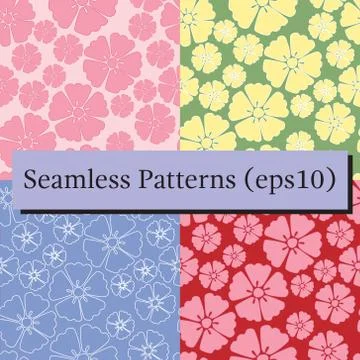 Cherry blossom sakura seamless pattern background set Stock Illustration
