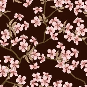 Cherry blossom seamless flowers pattern イラスト素材
