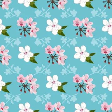 Cherry blossom seamless pattern design background Stock Illustration