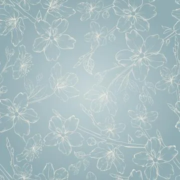Cherry blossom seamless pattern. Illustrazione stock