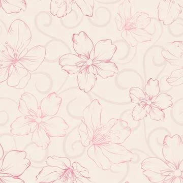 Cherry blossom seamless pattern. Stock Illustration