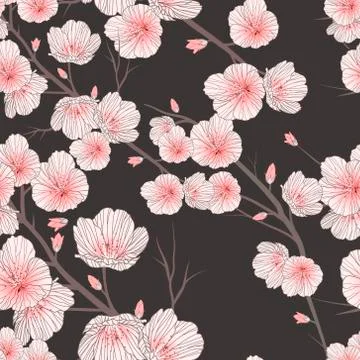 Cherry blossom seamless pattern Illustrazione stock